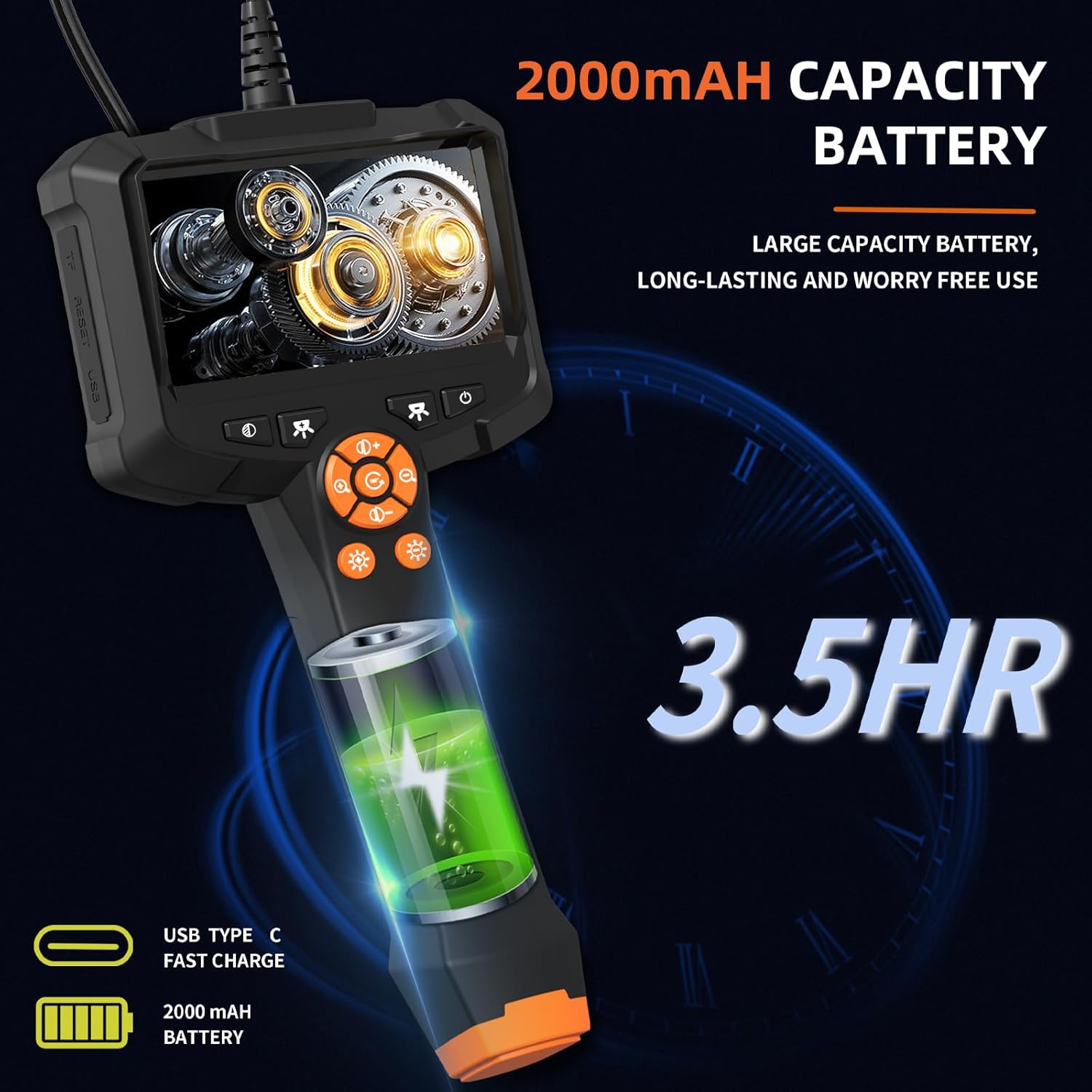 Daxiongmao Endoscope Camera 1080P HD with 8 LED Lights 4.3 Inch 16.4ft Waterproof Borescope Inspection Tools for Men - View 4 of 9