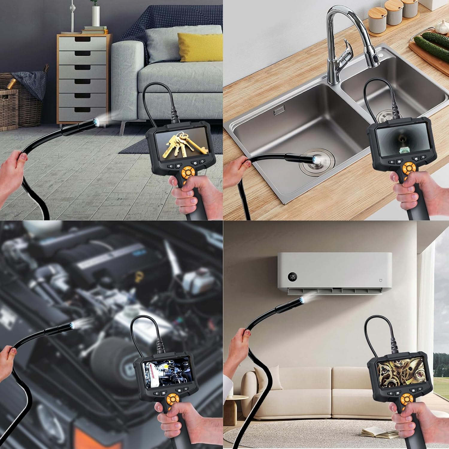 Daxiongmao Endoscope Camera 1080P HD with 8 LED Lights 4.3 Inch 16.4ft Waterproof Borescope Inspection Tools for Men - View 7 of 9