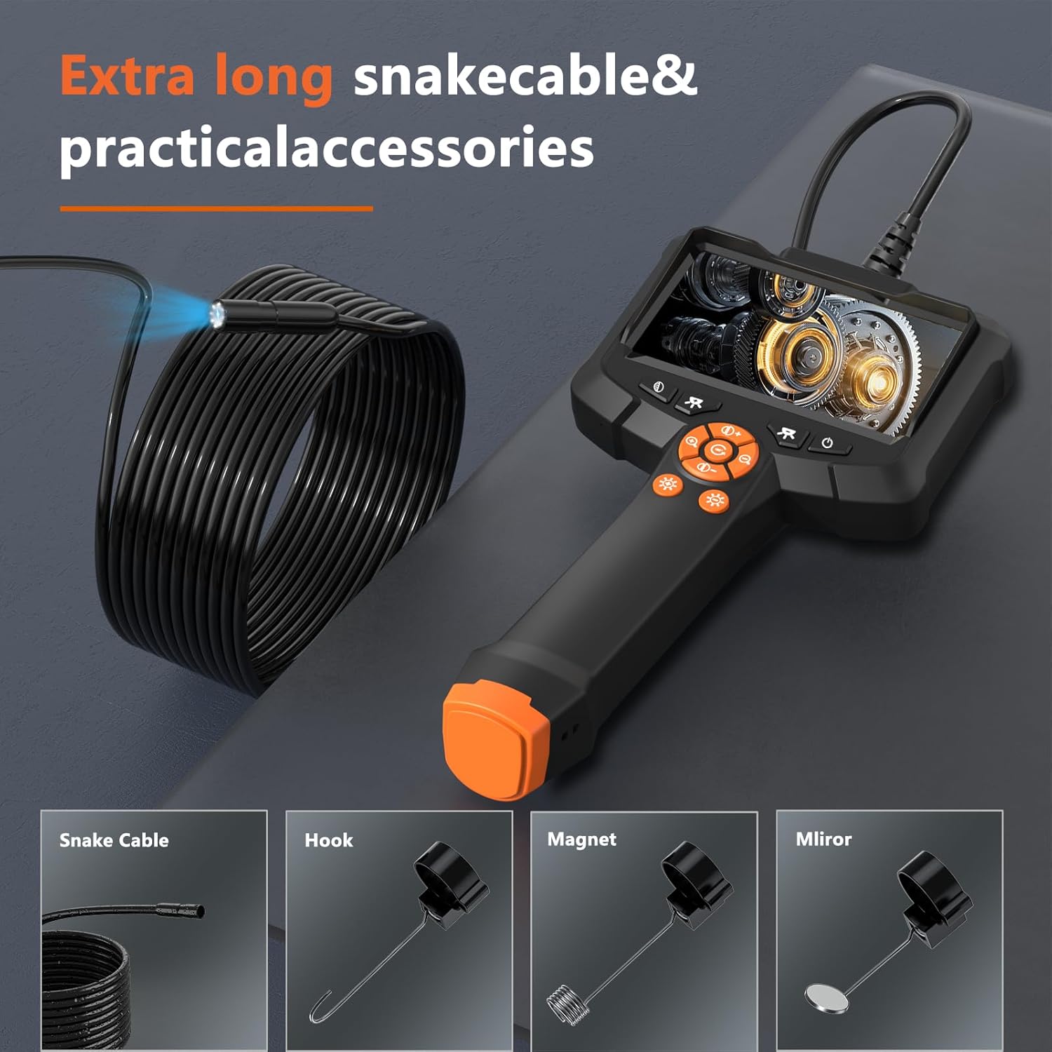 Daxiongmao Endoscope Camera 1080P HD with 8 LED Lights 4.3 Inch 16.4ft Waterproof Borescope Inspection Tools for Men - View 8 of 9