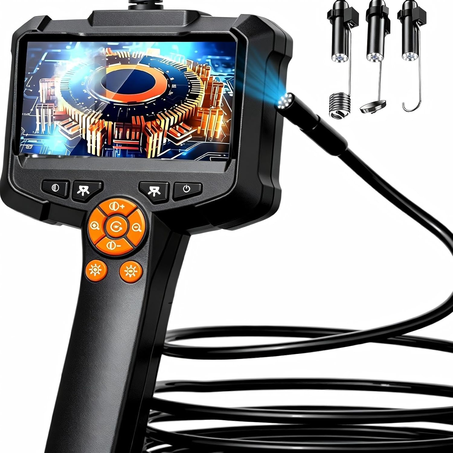 Daxiongmao Endoscope Camera 1080P HD with 8 LED Lights 4.3 Inch 16.4ft Waterproof Borescope Inspection Tools for Men