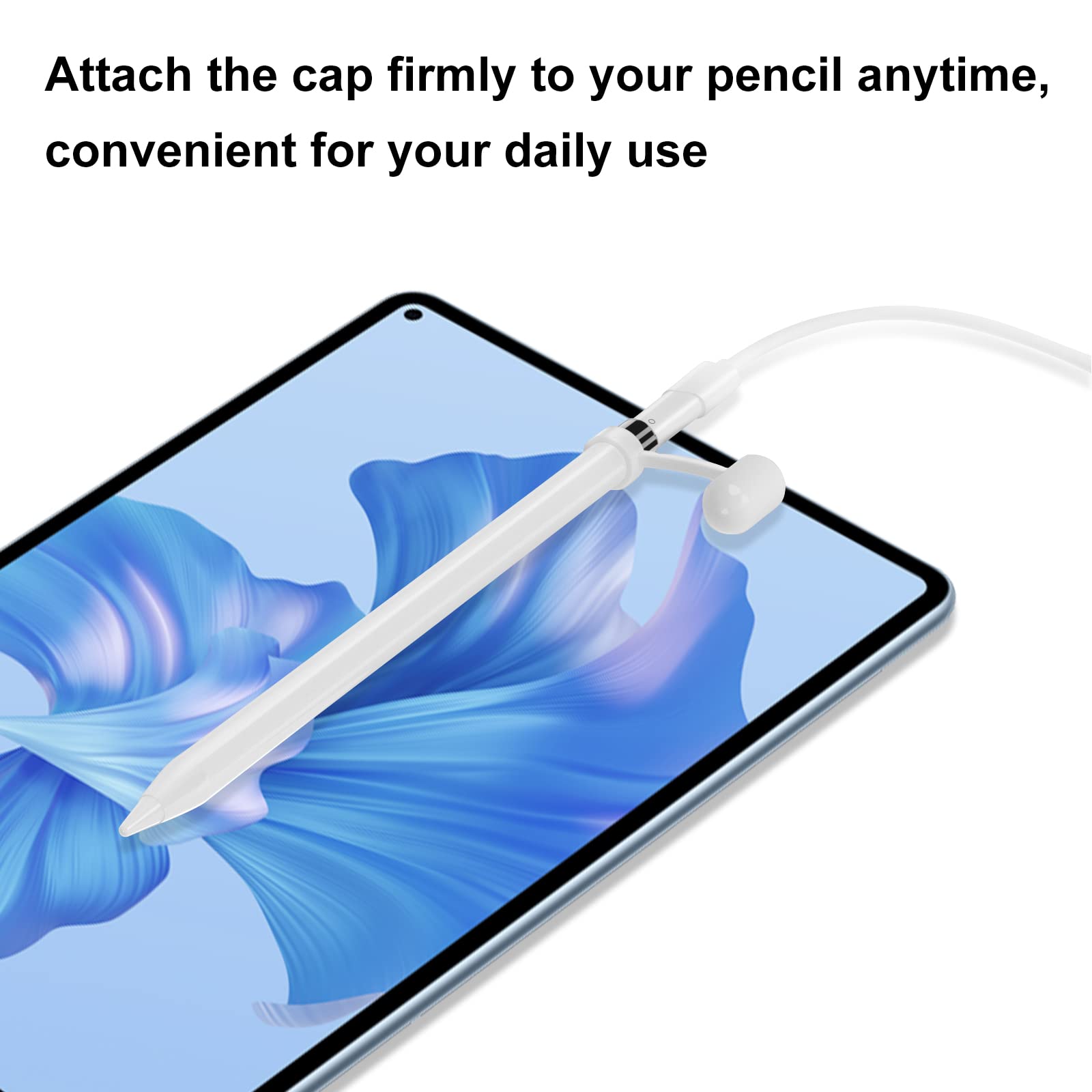 APETOO Magnetic Replacement Cap for Apple Pencil 1st Gen, 4-Pack with Anti-Lost Silicone Holder for iPad Pro 10 9 8 7 6, White - View 5 of 7