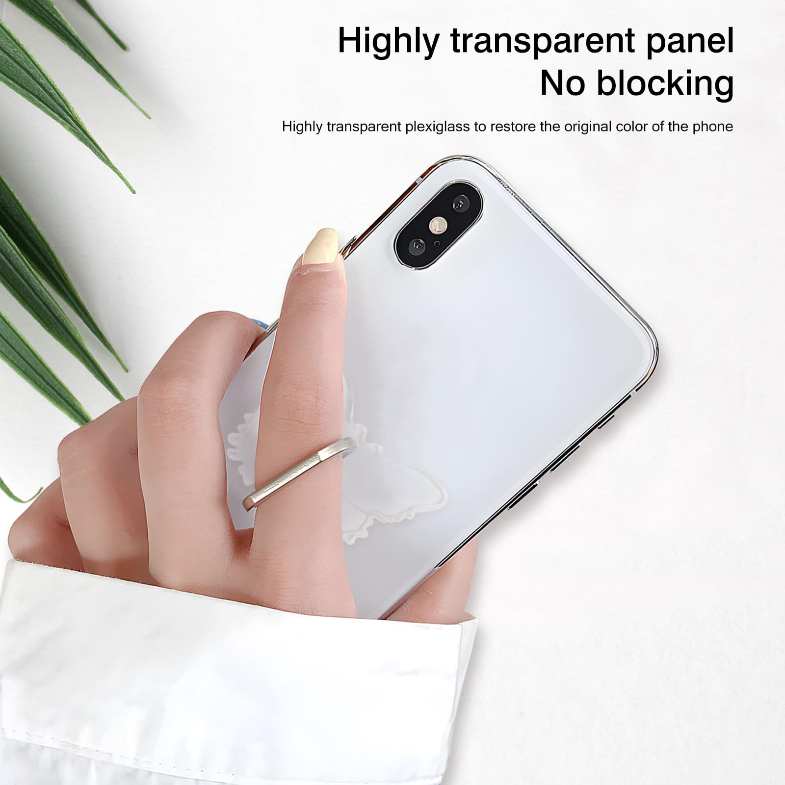 [2 Pack] Transparent Finger Ring Cell Phone Ring Holder Stand,360 Degree Rotation and 180 Degree Adjustable Finger Ring Kickstand with Polished - View 5 of 7