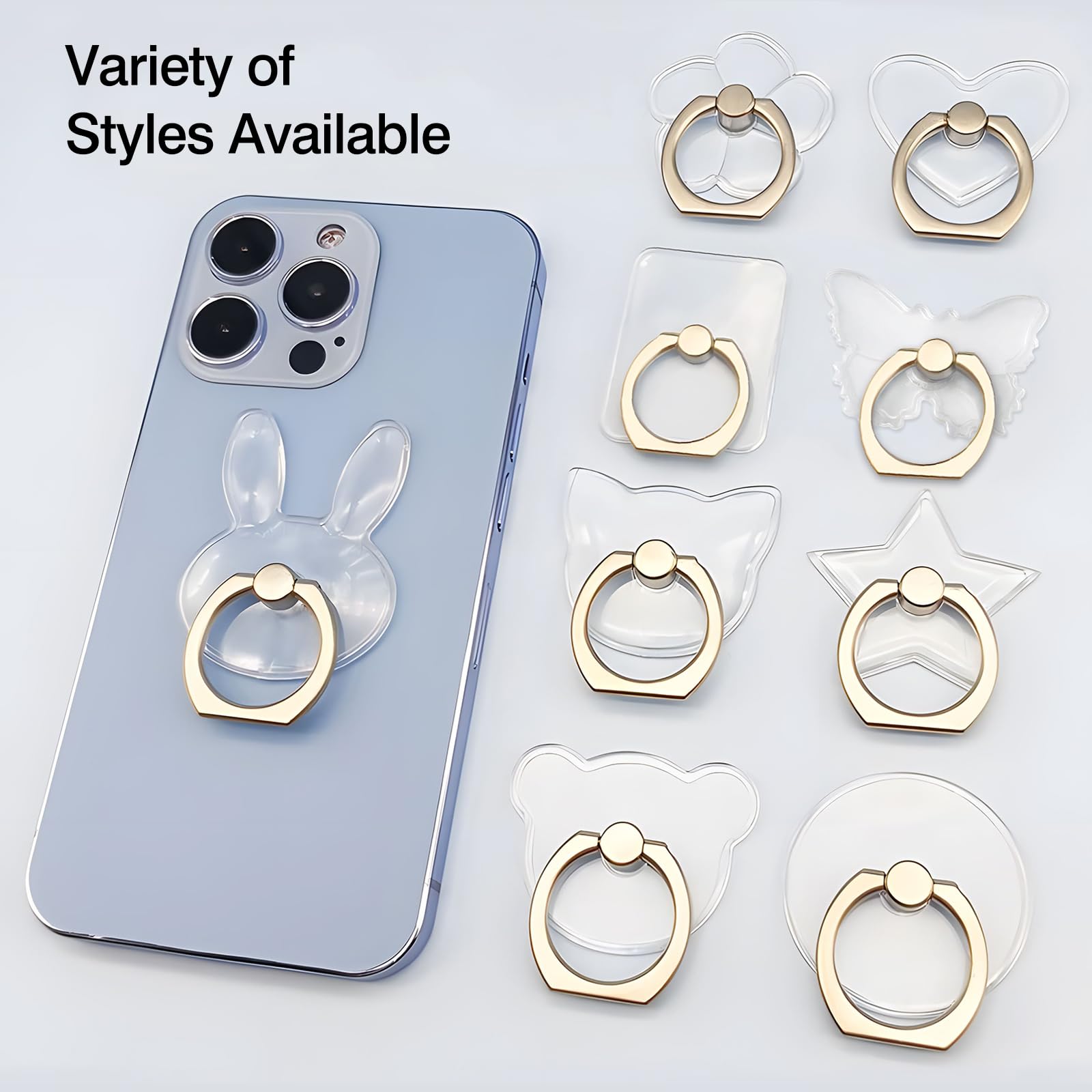 [2 Pack] Transparent Finger Ring Cell Phone Ring Holder Stand,360 Degree Rotation and 180 Degree Adjustable Finger Ring Kickstand with Polished - View 7 of 7