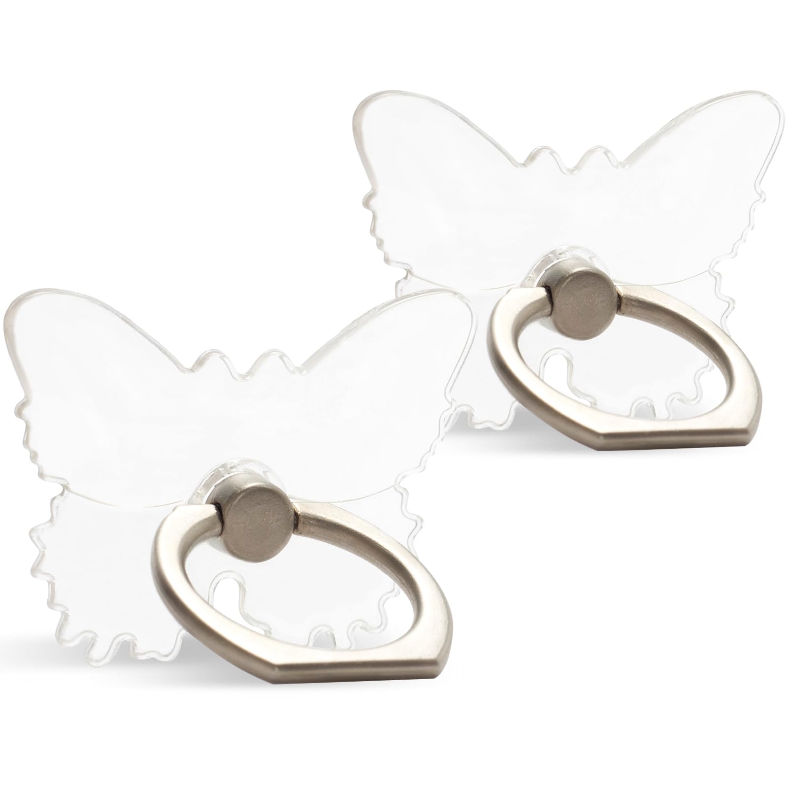 [2 Pack] Transparent Finger Ring Cell Phone Ring Holder Stand,360 Degree Rotation and 180 Degree Adjustable Finger Ring Kickstand with Polished