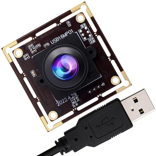 Hotpet Hotpet 16MP USB Camera Module with 180 Degree Fisheye Lens Super HD 4608x 3456 IMX298 Sensor, Security USB Camera Board for Linux Windows Android Machine Vision Webcam HD Support UVC, Plug &amp; Play