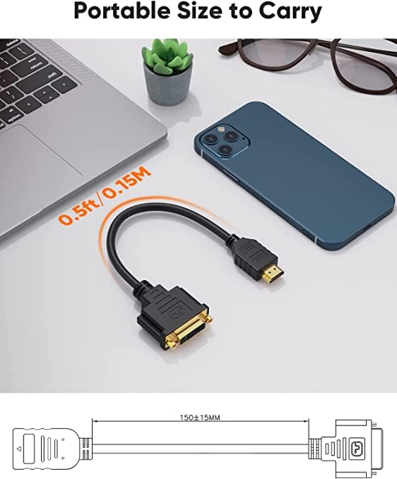 CableCreation CableCreation HDMI Male to DVI Female 0.5ft 10 Pack Bi-Directional Adapter for PC TV PS5 Xbox Switch Blue-ray - View 7 of 7