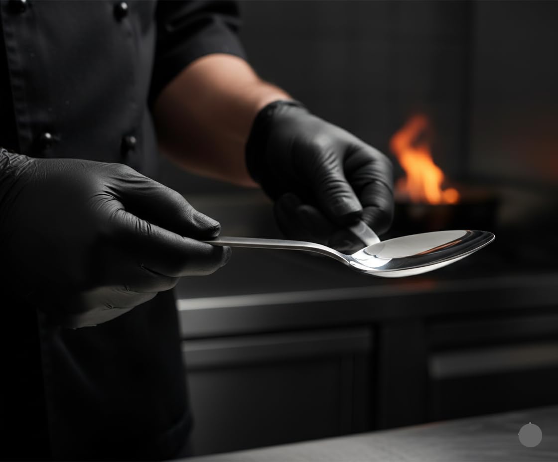 BNAZIND Kunz Spoon 2.5 Tbsp 18/10 Stainless Steel Chef Basting Quenelle Cooking Plating Dinner Serving Spoon 9 Inch Big Chef Gray - View 6 of 9