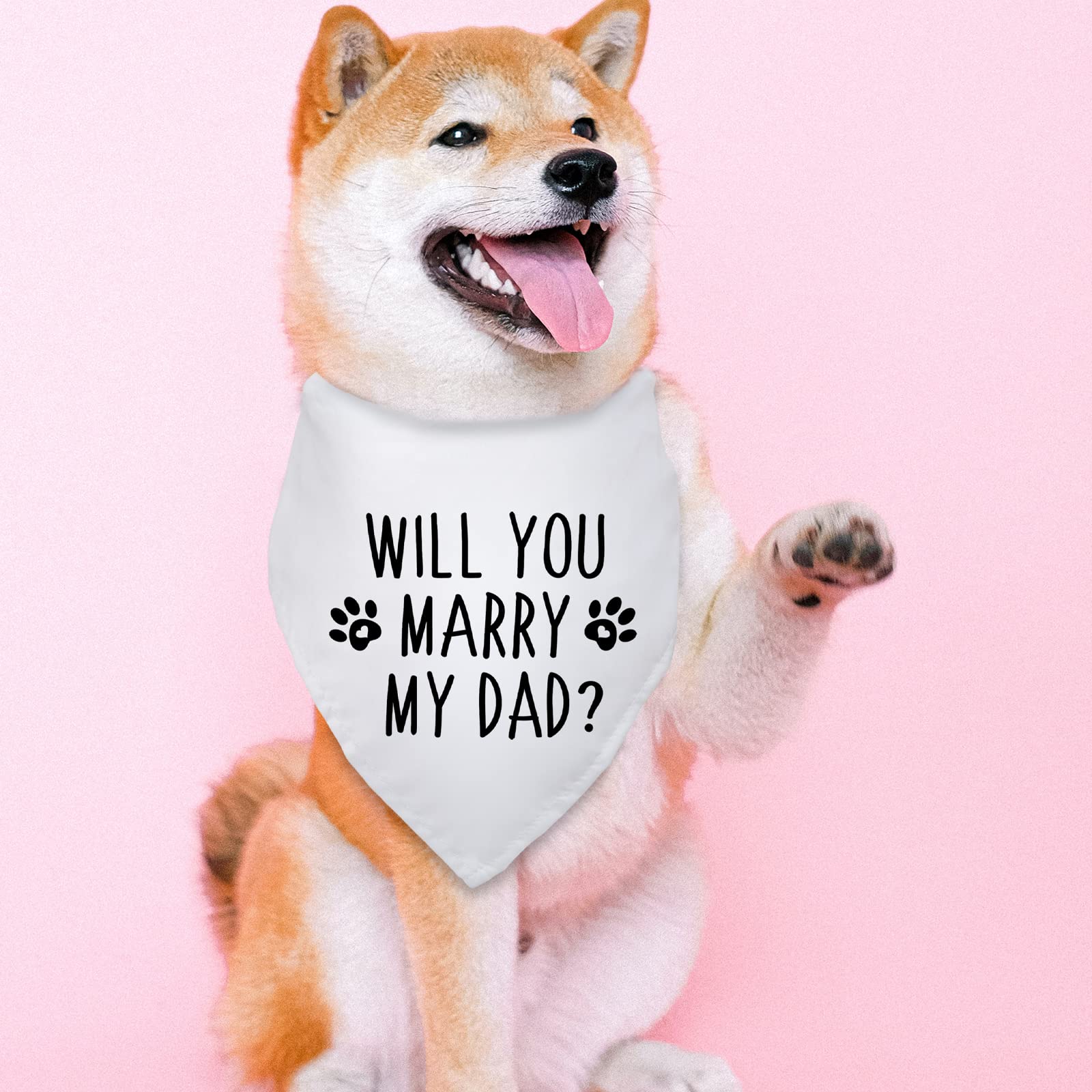 Yishuliwu Will You Marry My Dad Dog Engagement Announcement Bandana Wedding Photo Prop for Dog Lovers Pet Accessories Gift - View 2 of 6