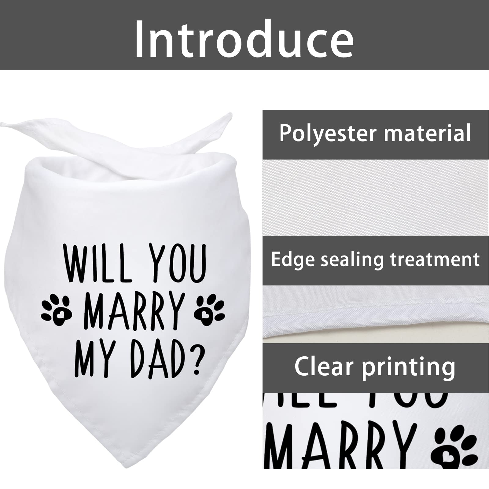 Yishuliwu Will You Marry My Dad Dog Engagement Announcement Bandana Wedding Photo Prop for Dog Lovers Pet Accessories Gift - View 5 of 6