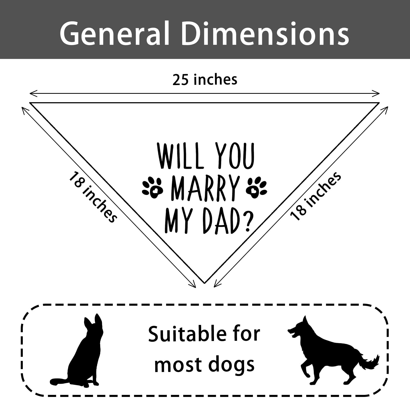 Yishuliwu Will You Marry My Dad Dog Engagement Announcement Bandana Wedding Photo Prop for Dog Lovers Pet Accessories Gift - View 6 of 6