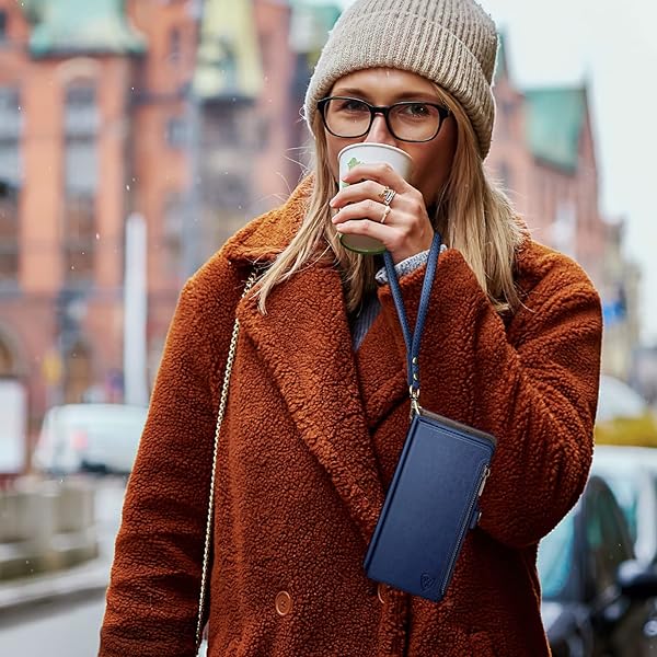 XcaseBar XcaseBar iPhone 14 Pro Max Wallet Case with Zipper Credit Card Holder RFID Blocking Flip Folio PU Leather Shockproof Cover Blue - View 7 of 8