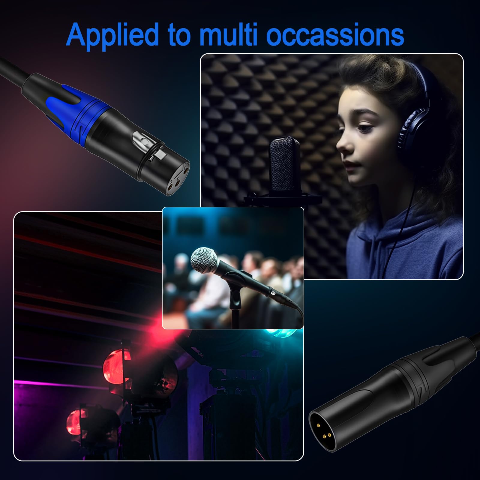 LanSenSu 1 Male to 2 Female XLR Y Splitter Micrphone 10ft, 3pin XLR Female to Dual XLR Male Y-Splitter Balanced Mic Audio Cables for Stereo Mic to L - View 9 of 9