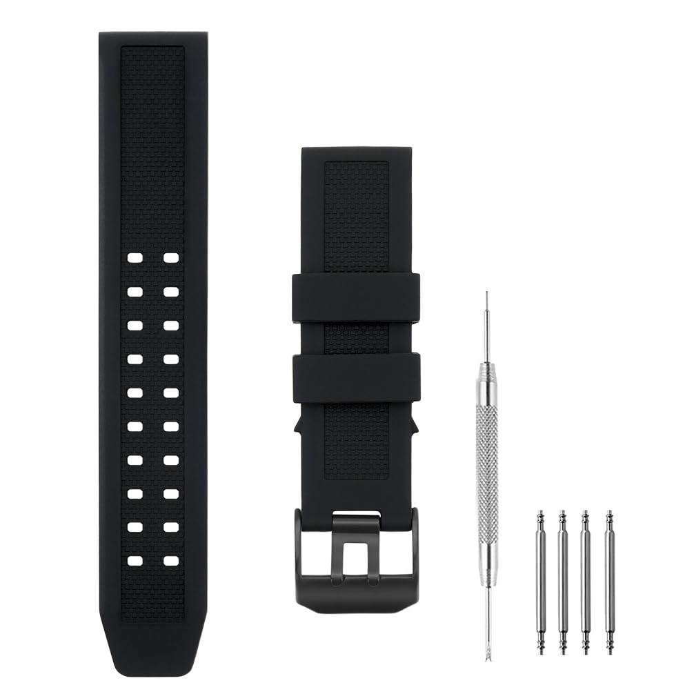 SANDEIN Watch Band Compatible with Luminox, 23mm Soft Rubber Silicone Replacement Wrist Strap for Luminox 3050 8800 and 3950 Series Watch, Black