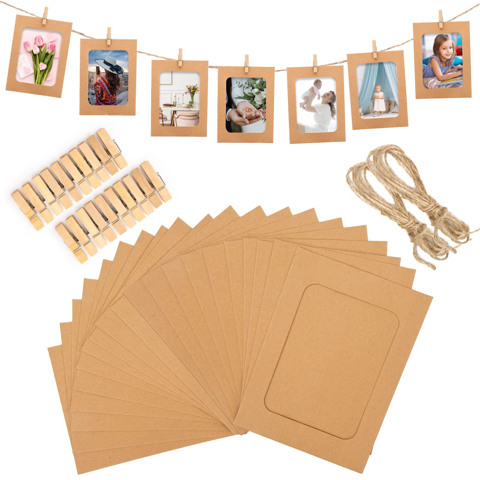 joycraft Joycraft 20Pcs 4x6 Inch Kraft Paper Photo Frames for DIY Hanging Display Home Office Wedding Party Decor