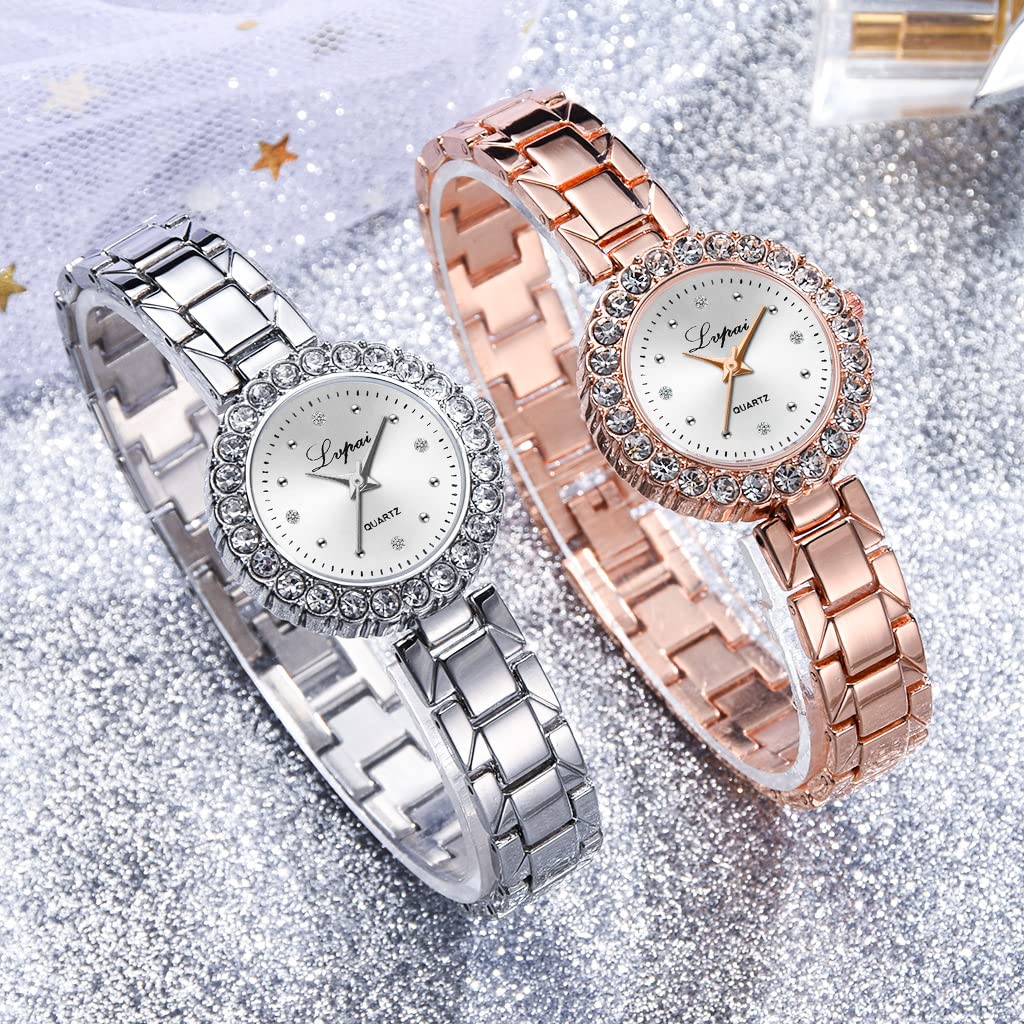 CdyBox CdyBox Classic Alloy Strap Ladies Watch with Crystal Bracelet Quartz Wristwatch for Women Perfect Gift in Silver - View 5 of 5
