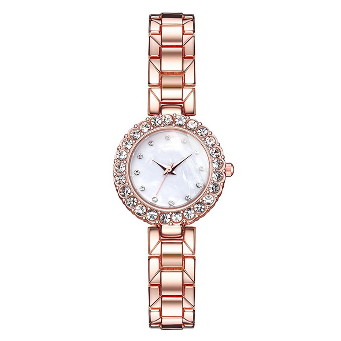 CdyBox CdyBox Classic Alloy Strap Ladies Watch with Crystal Bracelet Quartz Wristwatches for Women in Rose Gold Perfect Gift Idea - View 4 of 8