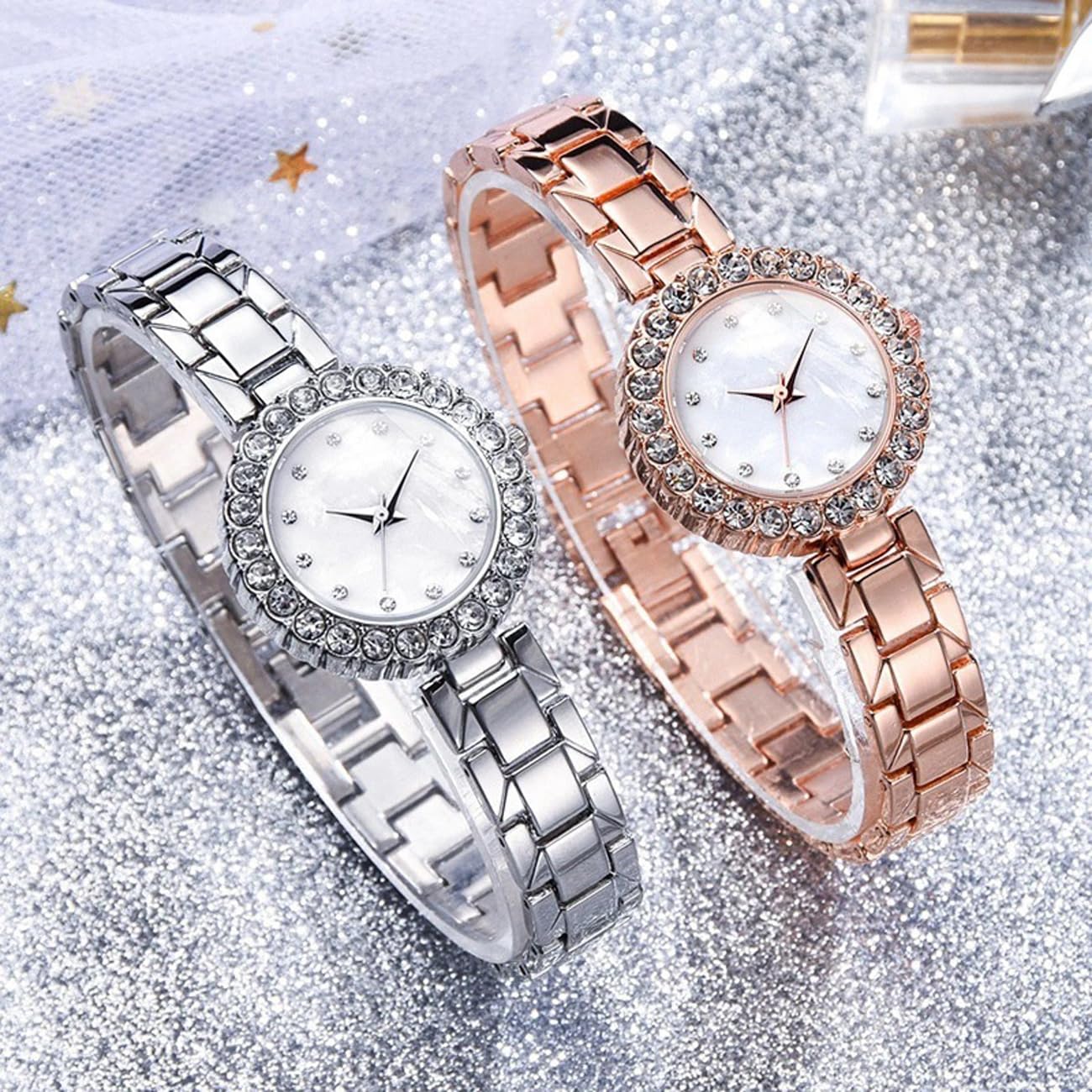 CdyBox CdyBox Classic Alloy Strap Ladies Watch with Crystal Bracelet Quartz Wristwatches for Women in Rose Gold Perfect Gift Idea - View 8 of 8