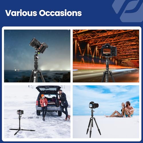 Fotopro Fotopro 59" Carbon Fiber Travel Tripod, Lightweight Compact Camera Tripod with Ball Head for DSLR SLR, Compact Detachable Monopod with Quick Release Plate and Bag, Load up to 8KG/17.63lbs - View 6 of 9