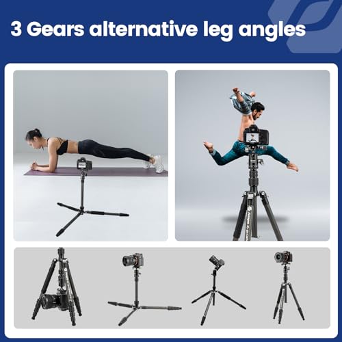 Fotopro Fotopro 59" Carbon Fiber Travel Tripod, Lightweight Compact Camera Tripod with Ball Head for DSLR SLR, Compact Detachable Monopod with Quick Release Plate and Bag, Load up to 8KG/17.63lbs - View 9 of 9