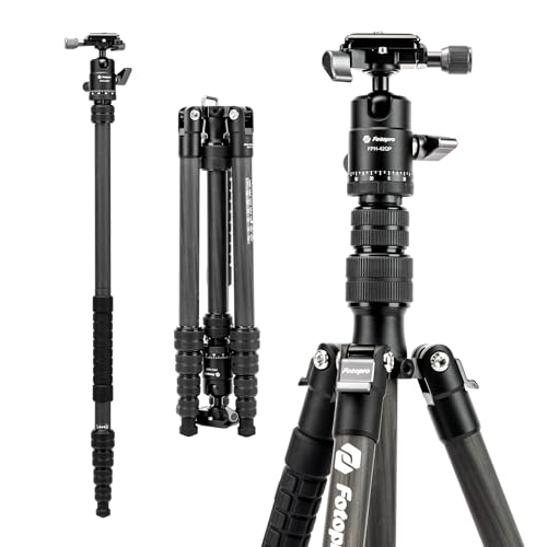 Fotopro Fotopro 59" Carbon Fiber Travel Tripod, Lightweight Compact Camera Tripod with Ball Head for DSLR SLR, Compact Detachable Monopod with Quick Release Plate and Bag, Load up to 8KG/17.63lbs - View 2 of 9