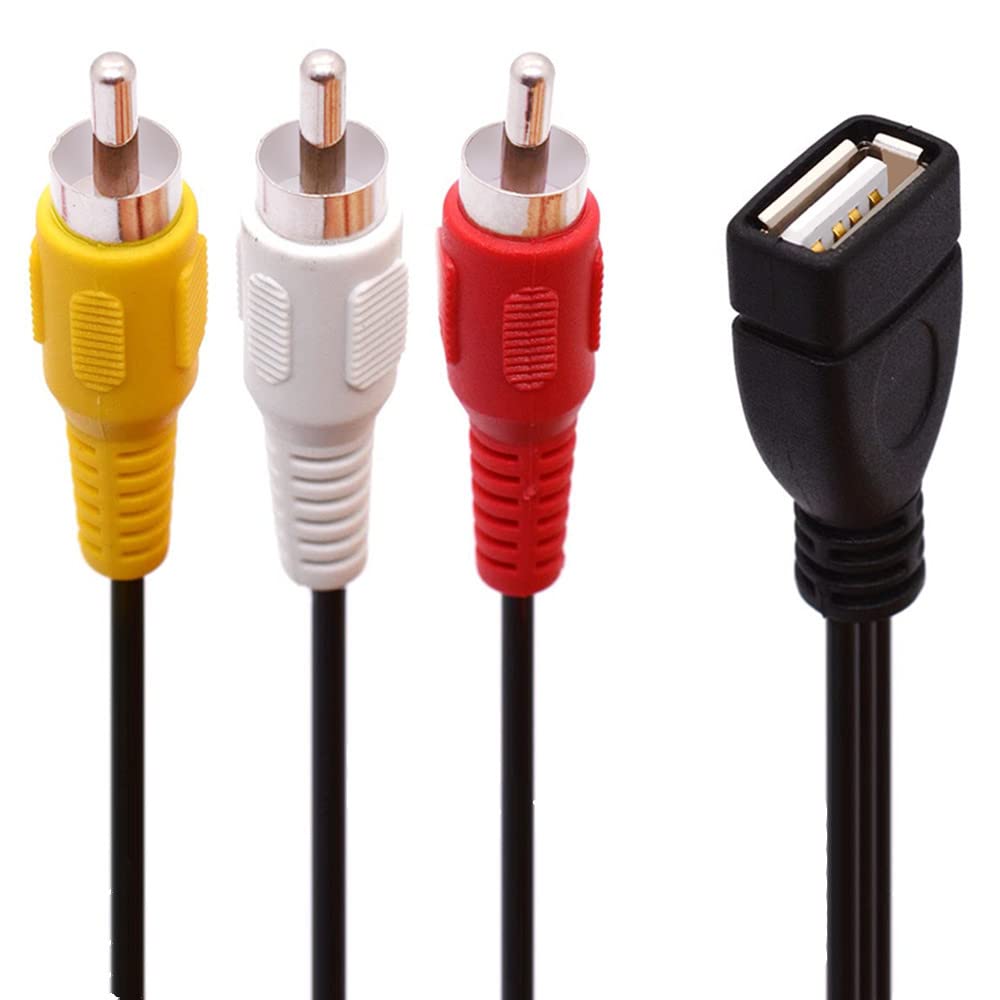 Halokny USB to 3 RCA Cable, 8 inch USB 2.0 A Female to 3RCA Male Audio Video Capture Card AV Composite Adapter Cable (USB F 3RCA M) - View 5 of 5