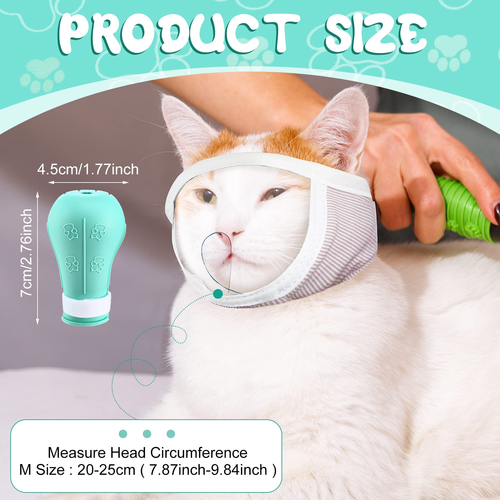 Hillban Hillban Cat Muzzle for Grooming with Silicone Boots Breathable Face Guard and Anti Scratch Booties for Bathing and Trimming Medium - View 2 of 7