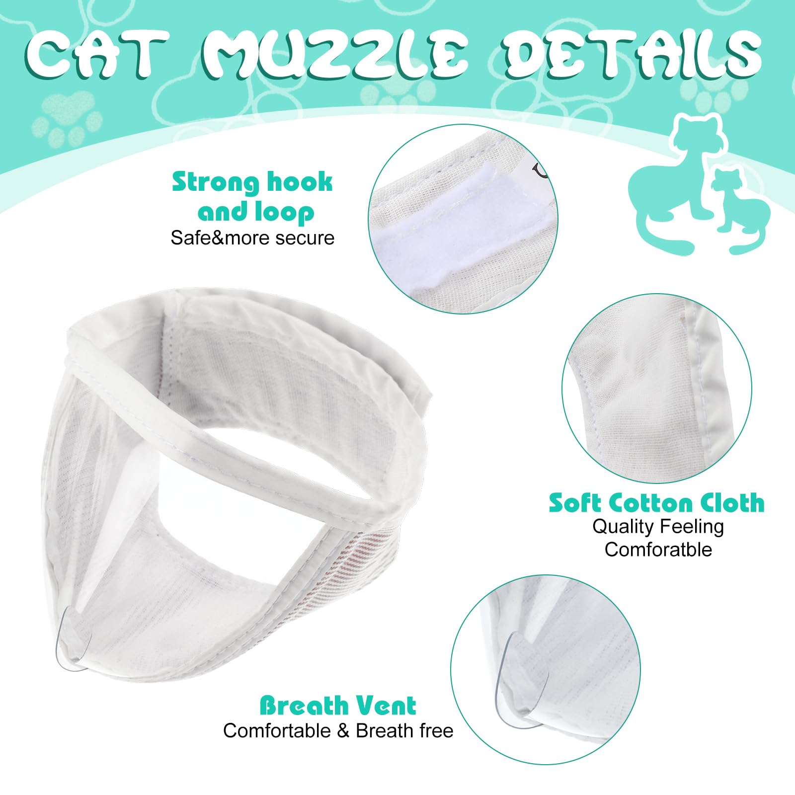 Hillban Hillban Cat Muzzle for Grooming with Silicone Boots Breathable Face Guard and Anti Scratch Booties for Bathing and Trimming Medium - View 4 of 7