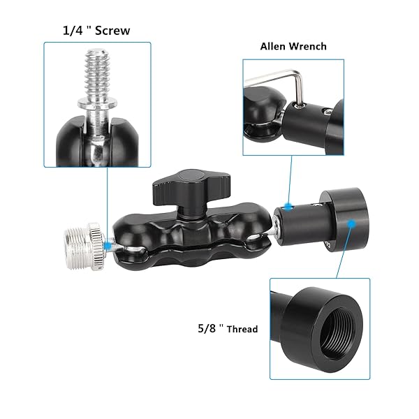 CAMVATE "CAMVATE Mini Ball Head Mount Microphone Clamp with 5/8"-27 Adapter - Perfect for Audio Setup" - View 4 of 8