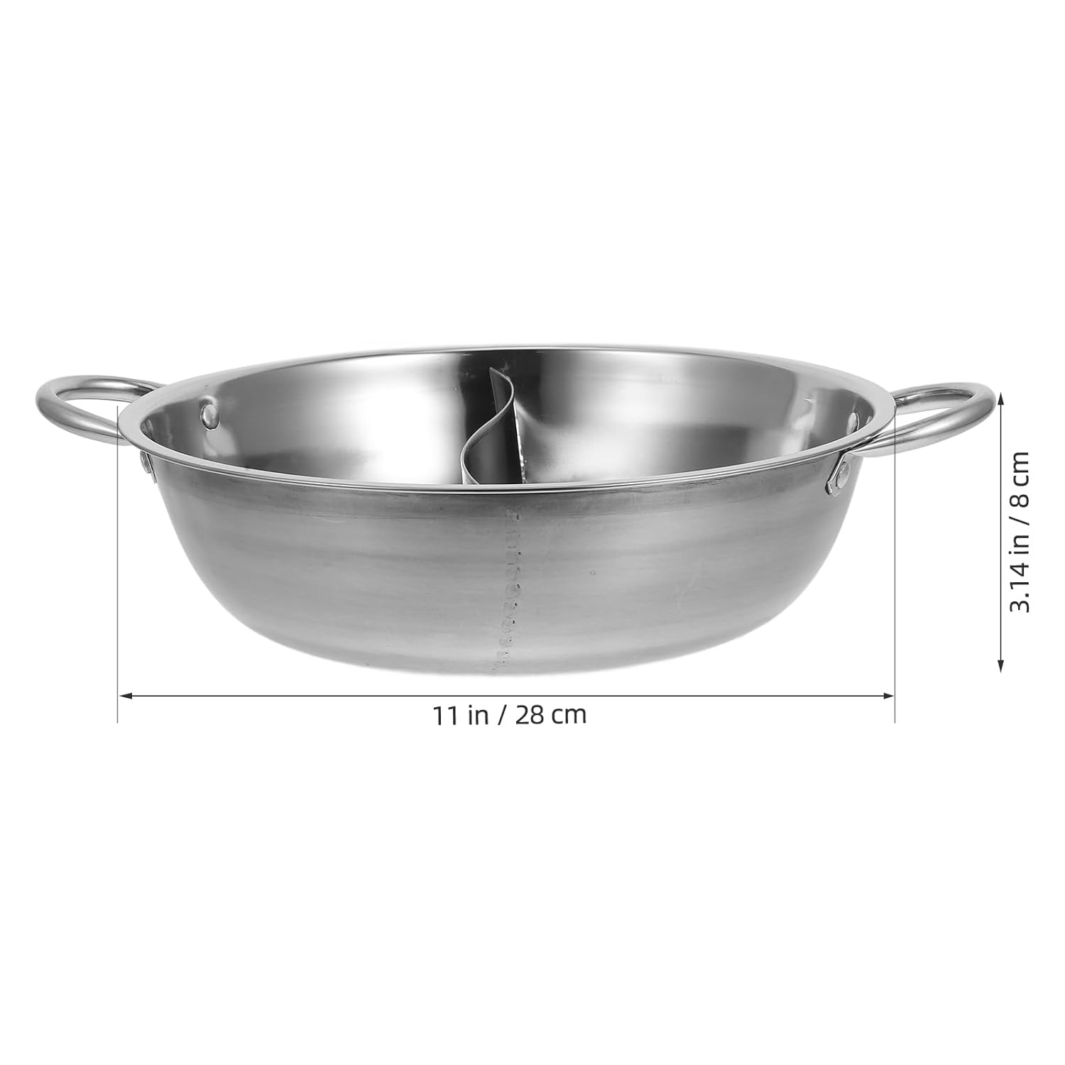 DOITOOL Divided Hot Pot Nonstick Stainless Steel Mandarin Pot Double Sided 11in Kitchen Cooking Pot for Chinese Shabu Shabu - View 5 of 9