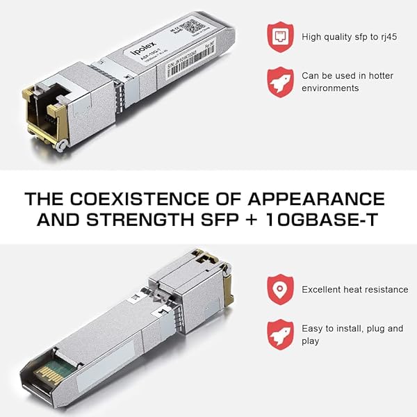 ipolex ipolex 10G SFP+ to RJ45 Transceiver 10GBase-T Copper Module for Cisco Ubiquiti Netgear TP-Link Synology and More - View 5 of 8