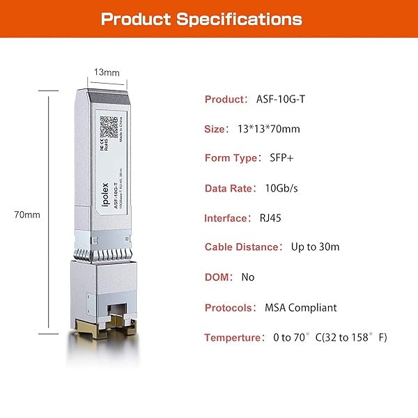 ipolex ipolex 10G SFP+ to RJ45 Transceiver 10GBase-T Copper Module for Cisco Ubiquiti Netgear TP-Link Synology and More - View 7 of 8