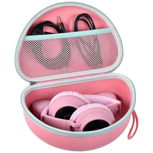 Headphone Case for Riwbox CT-7 Pink/for Jack CT-7S Cat Green 3.5mm/ for iClever IC-HS01/for Picun/for FosPower Bluetooth Wireless Over-Ear Headphones Headset for Kids-Box Only,Pink