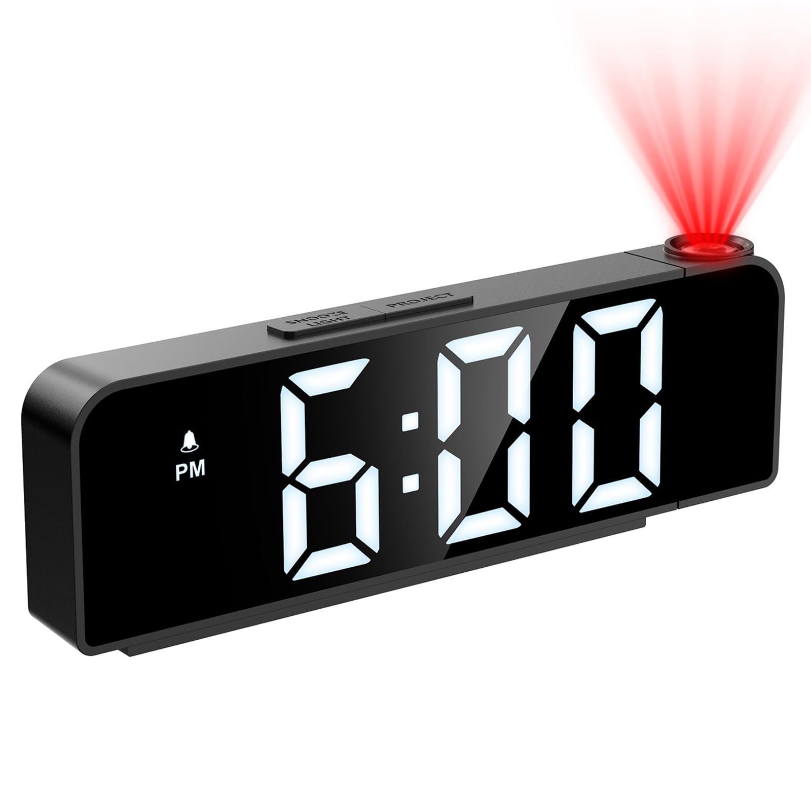 JXTZ JXTZ Projection Alarm Clock with 7.9 Inch Display Ceiling Projection LED Digital Clock for Bedroom and Living Room with Snooze and Night Mode