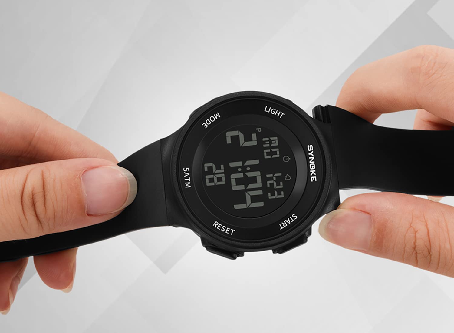 ADSBIAOYE Men's and Women's Universal Fashion Simple Outdoor Sports Watch Waterproof LED Light Multifunctional Watch (Black) - View 4 of 7