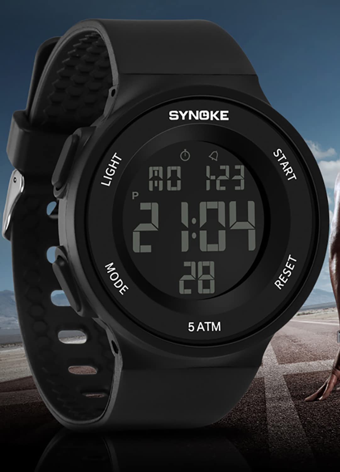 ADSBIAOYE Men's and Women's Universal Fashion Simple Outdoor Sports Watch Waterproof LED Light Multifunctional Watch (Black) - View 5 of 7