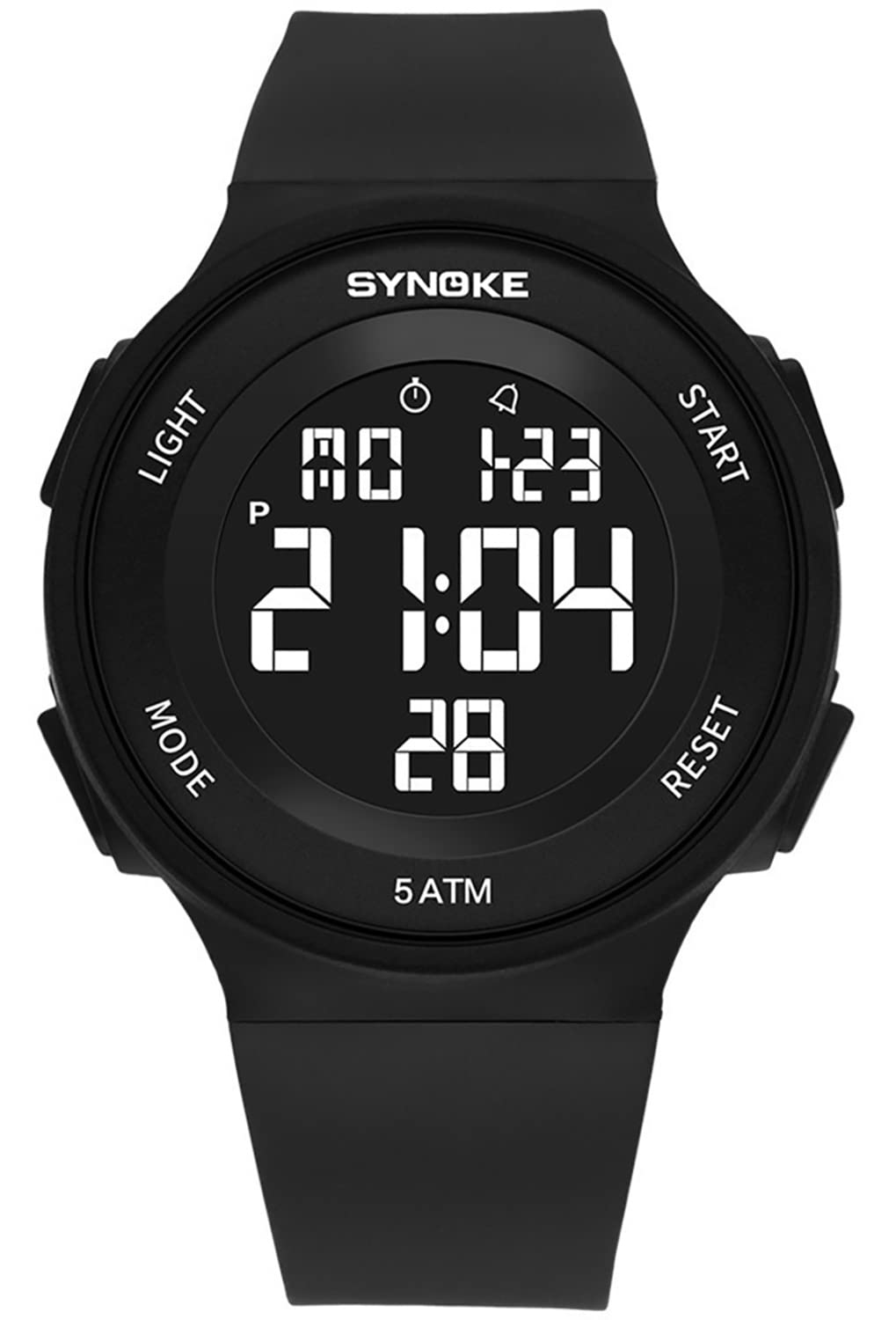 ADSBIAOYE Men's and Women's Universal Fashion Simple Outdoor Sports Watch Waterproof LED Light Multifunctional Watch (Black)