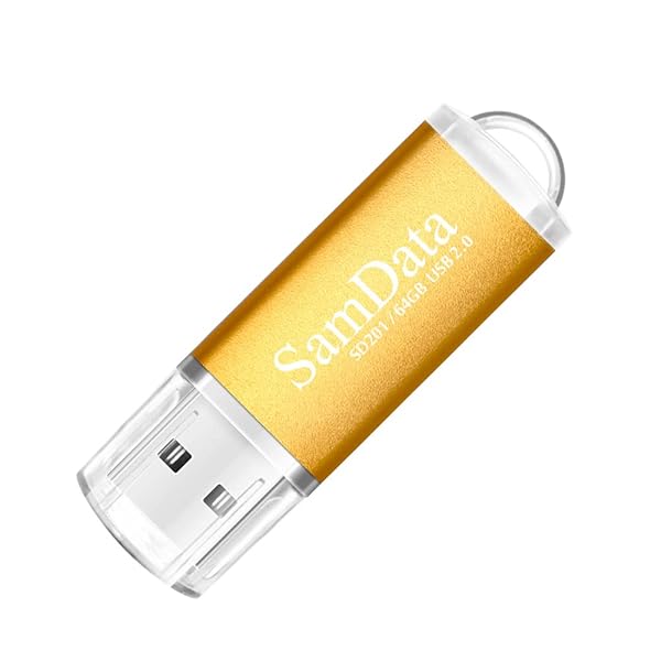SamData 64GB USB Flash Drive - High-Speed USB 2.0 Thumb Drive in Gold | Reliable Memory Stick for Data Storage