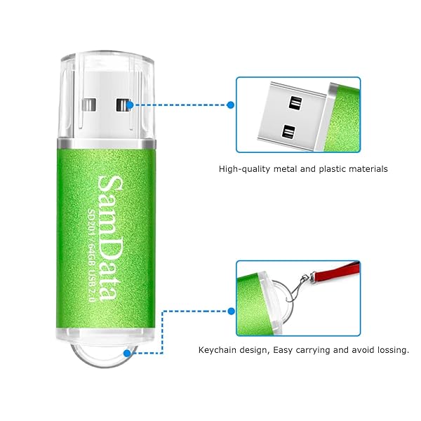 SamData SamData 64GB USB Flash Drive - Fast USB 2.0 Thumb Drive, Green Memory Stick for Easy Data Storage - View 4 of 6