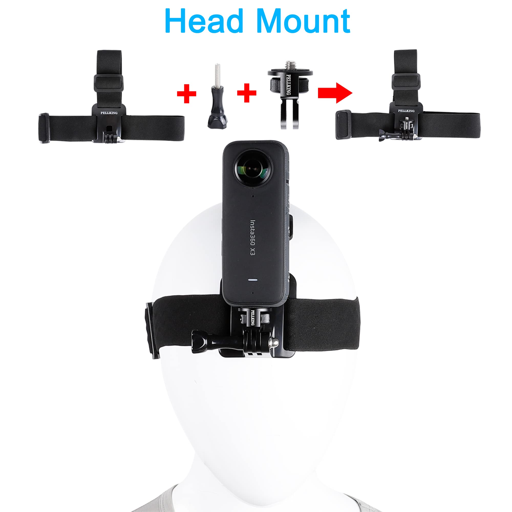 PellKing PellKing Accessories Kit for Insta360 X4 GO 3s ONE X3 X2 X RS R 4in1 Mounts Chest Strap Head Neck Backpack for GoPro DJI Action Camera - View 4 of 7