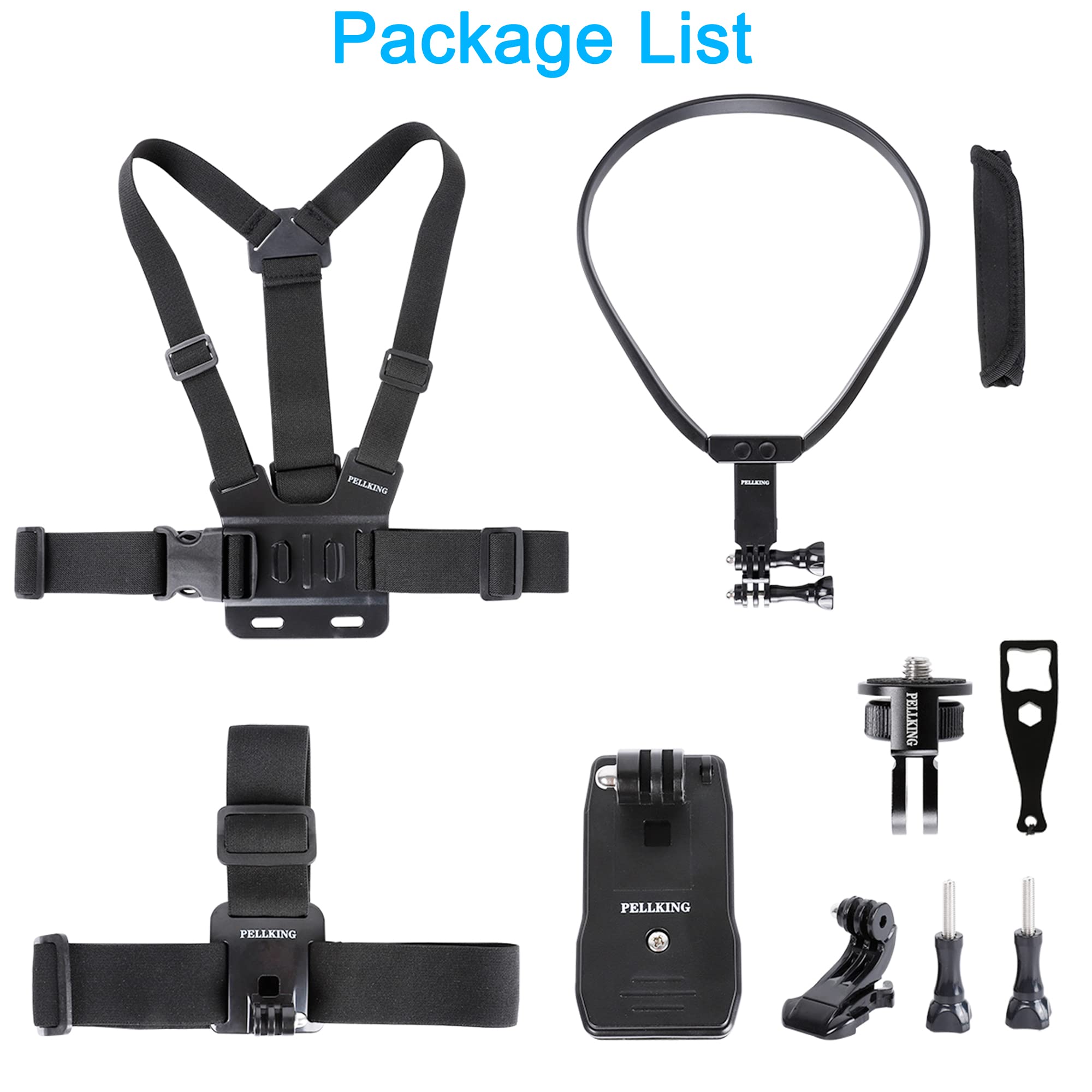 PellKing PellKing Accessories Kit for Insta360 X4 GO 3s ONE X3 X2 X RS R 4in1 Mounts Chest Strap Head Neck Backpack for GoPro DJI Action Camera - View 6 of 7