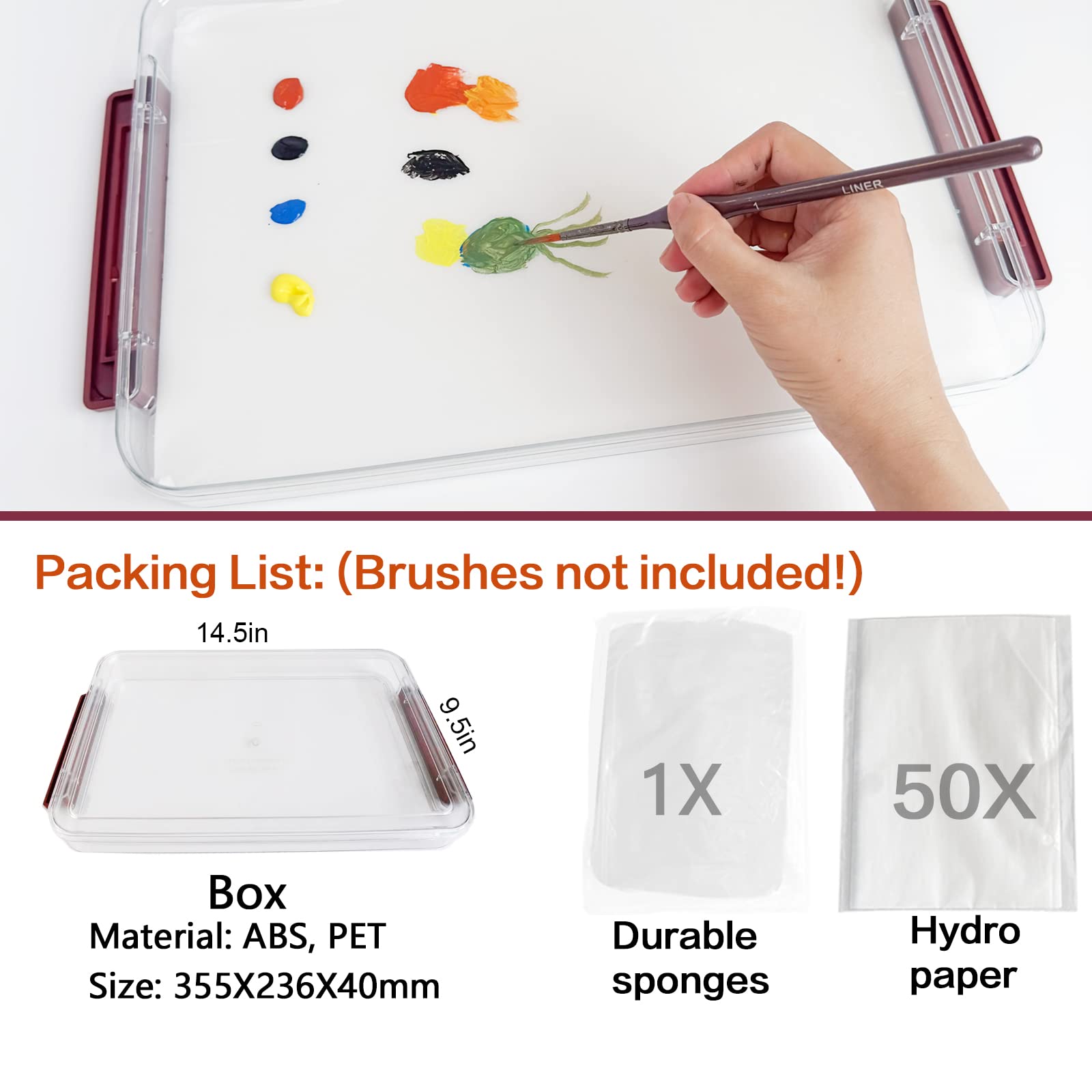 Kreapa Wet Palette for Miniature Models 9.5x14.5x1.6 inches Keep Paint Wet Longer for Acrylic Painting - View 2 of 6