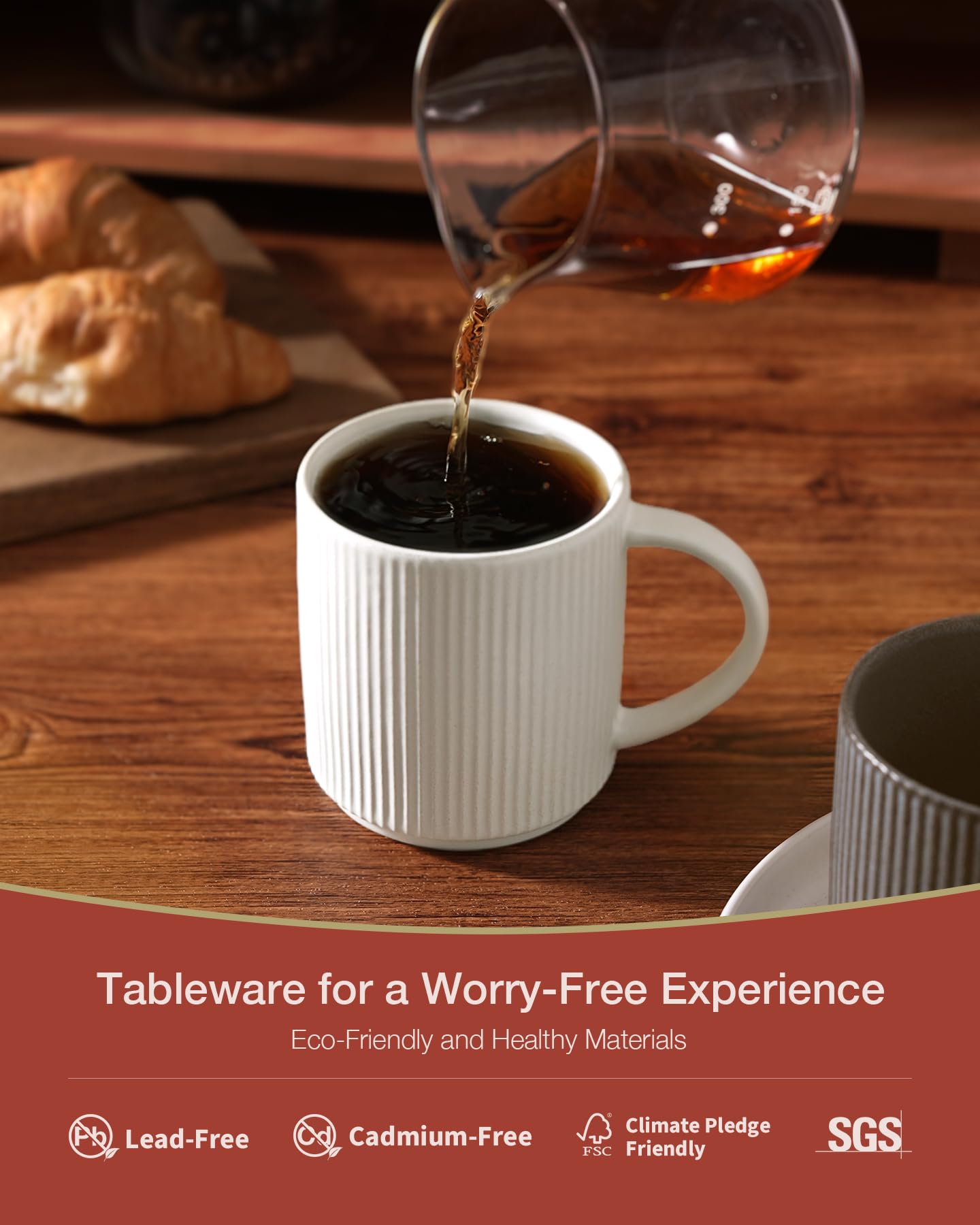 famiware Famiware Coffee Mug Set for 6 Star 12 oz Ceramic Stoneware Drinkware Matte White Cups for Coffee Tea Cocoa Milk - View 2 of 8