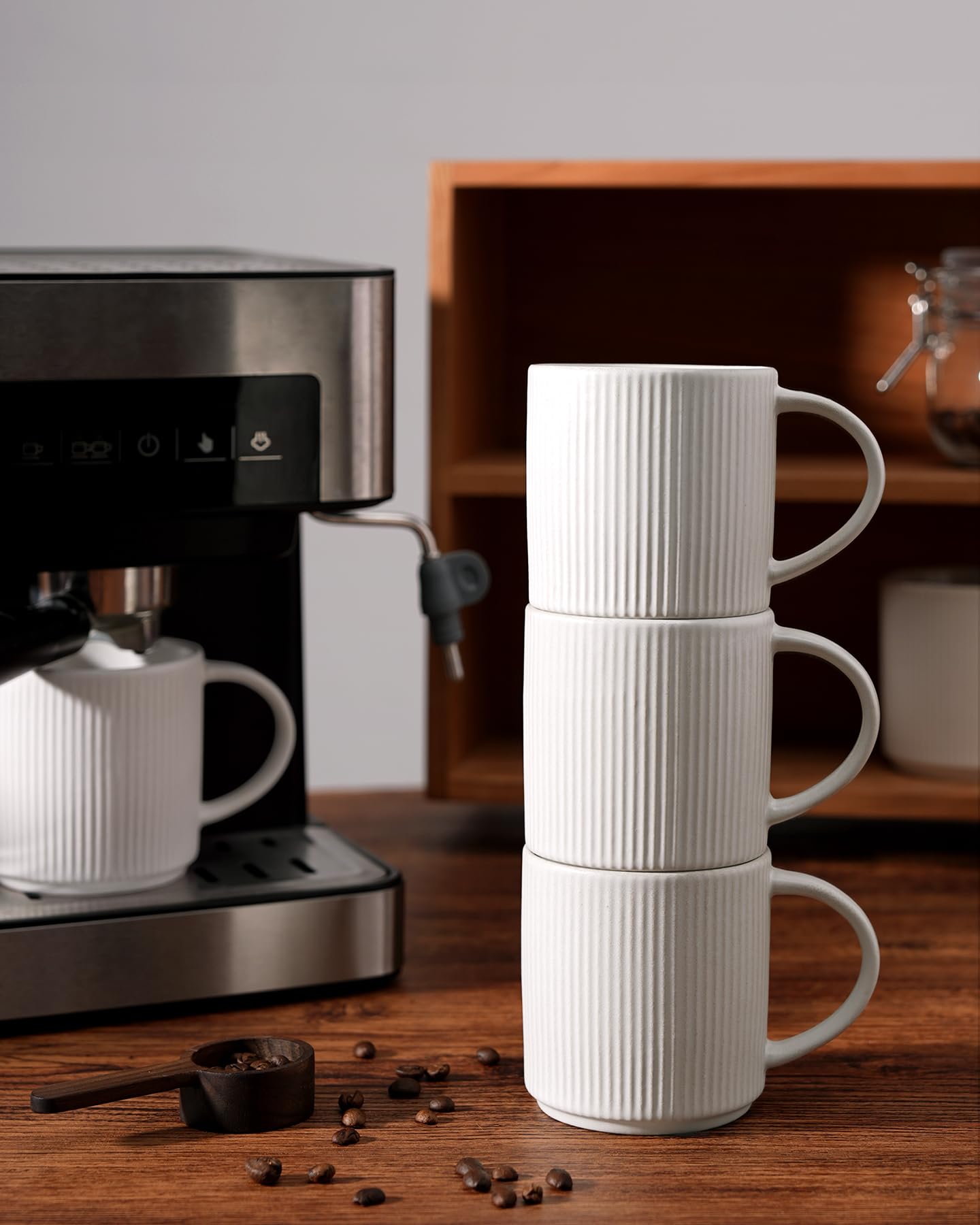 famiware Famiware Coffee Mug Set for 6 Star 12 oz Ceramic Stoneware Drinkware Matte White Cups for Coffee Tea Cocoa Milk - View 7 of 8