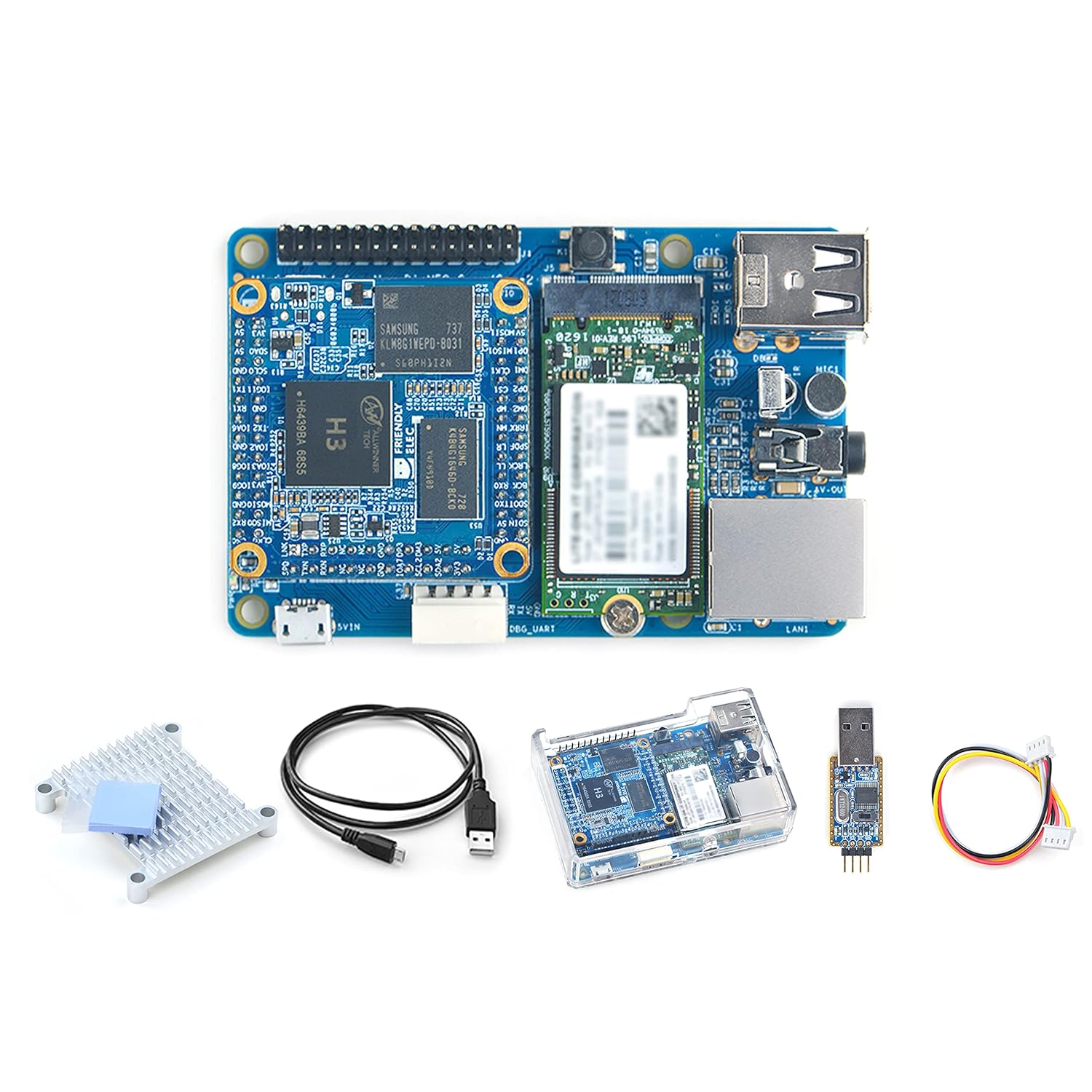 Nanopi NEO Core Open Source Development Starter Kit Allwinner H3 Quad-core Single Board Computer with 512MB RAM Ethernet GPIO USB Support