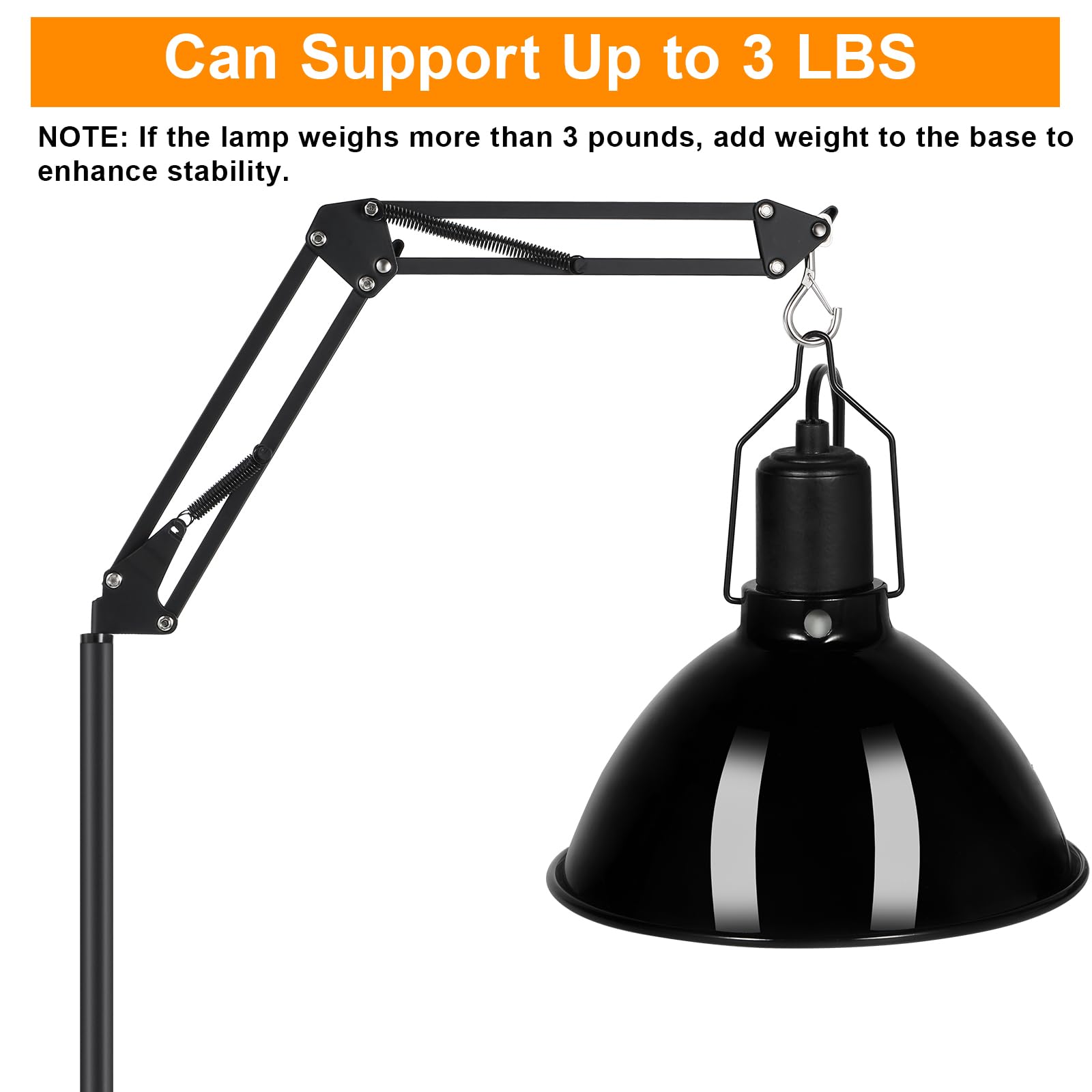 DXOVEEN DXOVEEN Reptile Lamp Stand Adjustable Heat Lamp Stand for Bearded Dragons Turtles Snakes and Chicks 15.7 to 74.3 Inches 360 Degree Swing Arm - View 4 of 6