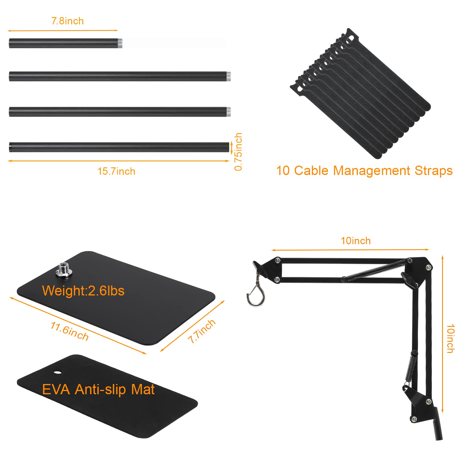 DXOVEEN DXOVEEN Reptile Lamp Stand Adjustable Heat Lamp Stand for Bearded Dragons Turtles Snakes and Chicks 15.7 to 74.3 Inches 360 Degree Swing Arm - View 5 of 6