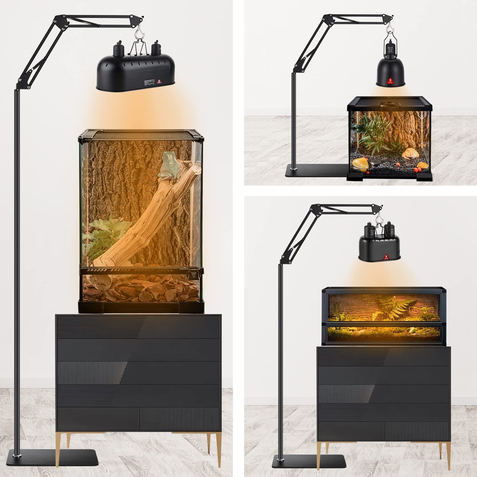 DXOVEEN DXOVEEN Reptile Lamp Stand Adjustable Heat Lamp Stand for Bearded Dragons Turtles Snakes and Chicks 15.7 to 74.3 Inches 360 Degree Swing Arm - View 6 of 6