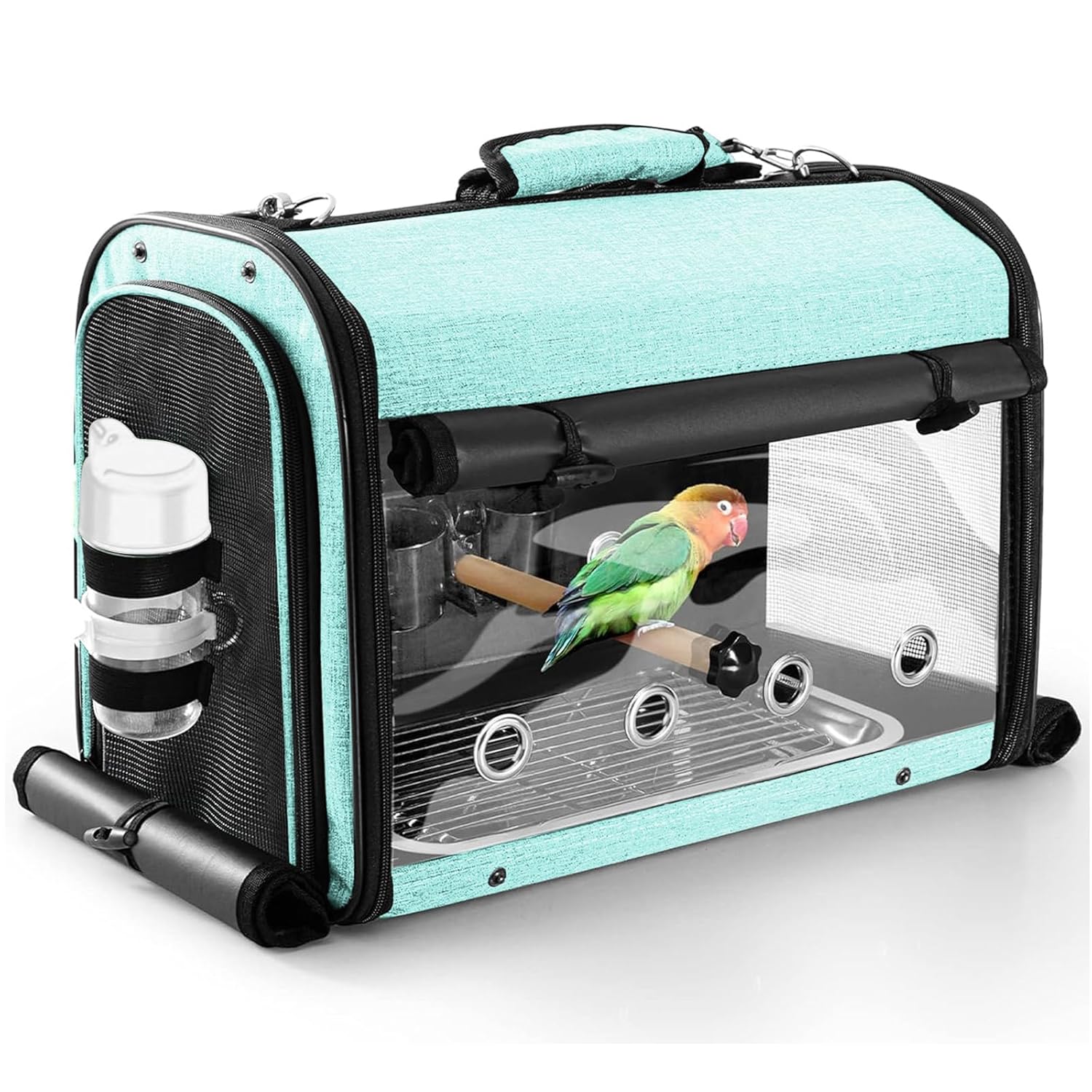 Suertree SUERTREE Bird Carrier Bag Lightweight Backpack for Parrot Portable Travel Cage with Stand Transparent Breathable Design X-Large - View 8 of 8