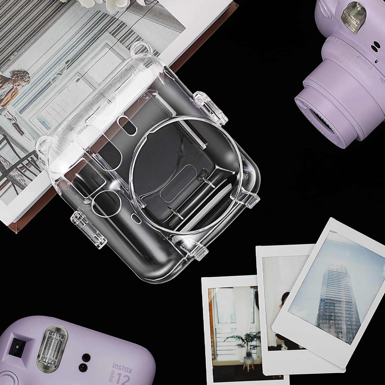 Fintie Clear Case for Fujifilm Instax Mini 12 Instant Camera with Film Pocket and Removable Rainbow Strap - View 6 of 8