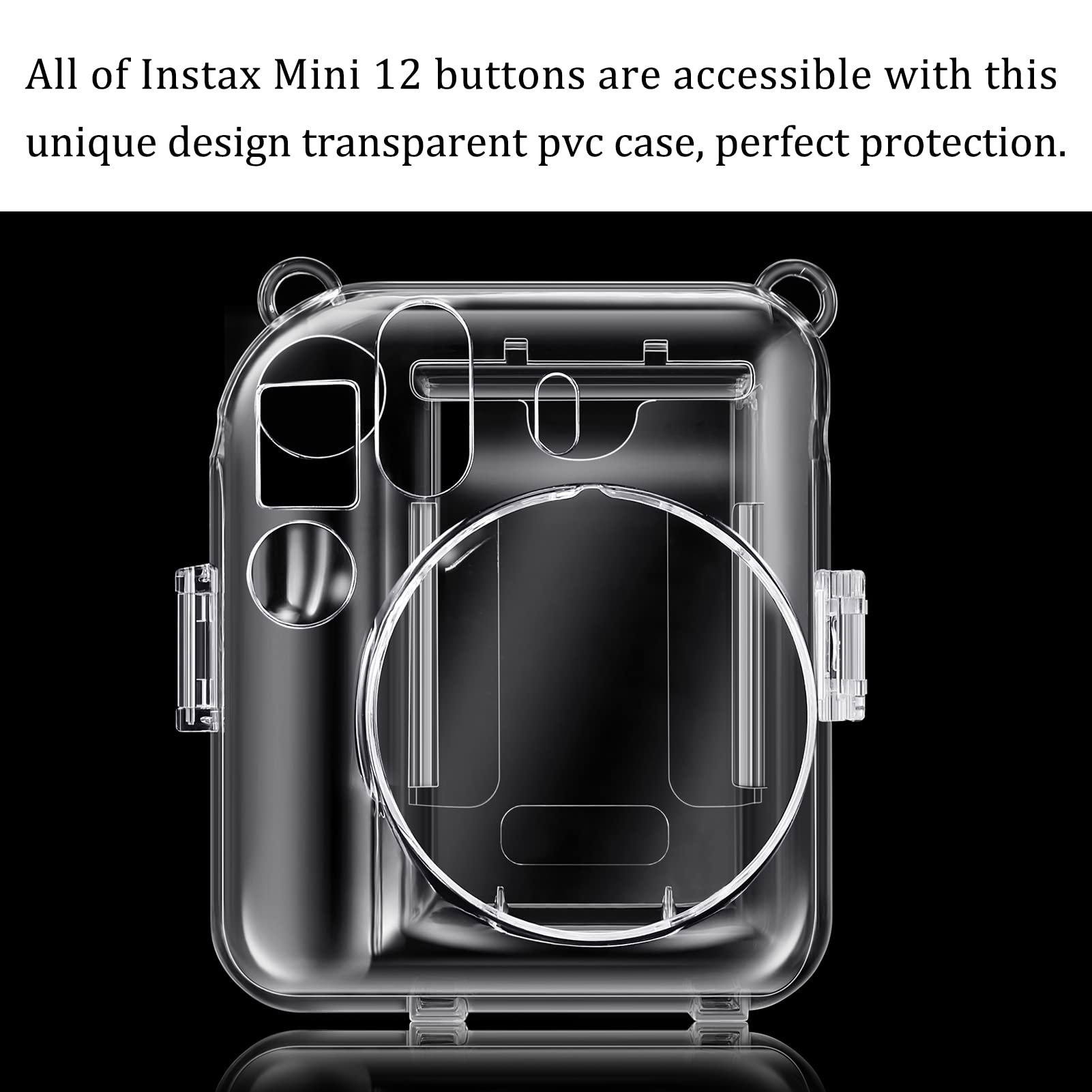 Fintie Clear Case for Fujifilm Instax Mini 12 Instant Camera with Film Pocket and Removable Rainbow Strap - View 8 of 8